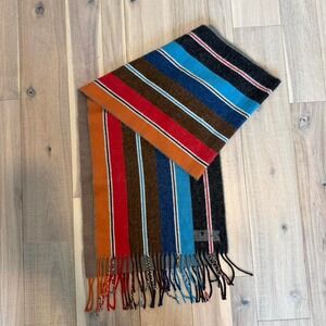 VINATGE Striped wool scarf with fringes #winterwear #knitwear